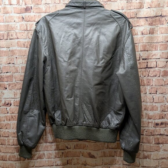 Members Only Leather Iconic Bomber Jacket Vintage Full Zip Size 40 - Picture 7 of 15